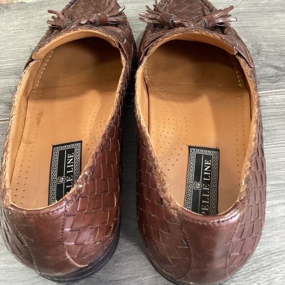Pelle Line Tassled Woven Loafer Size 11M Leather Slip On Dress Shoe Brown Spain main image 7
